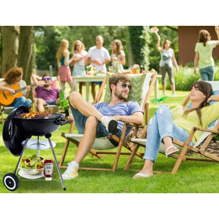 Duży GRILL węglowy kulisty z pokrywą kółka MG Home